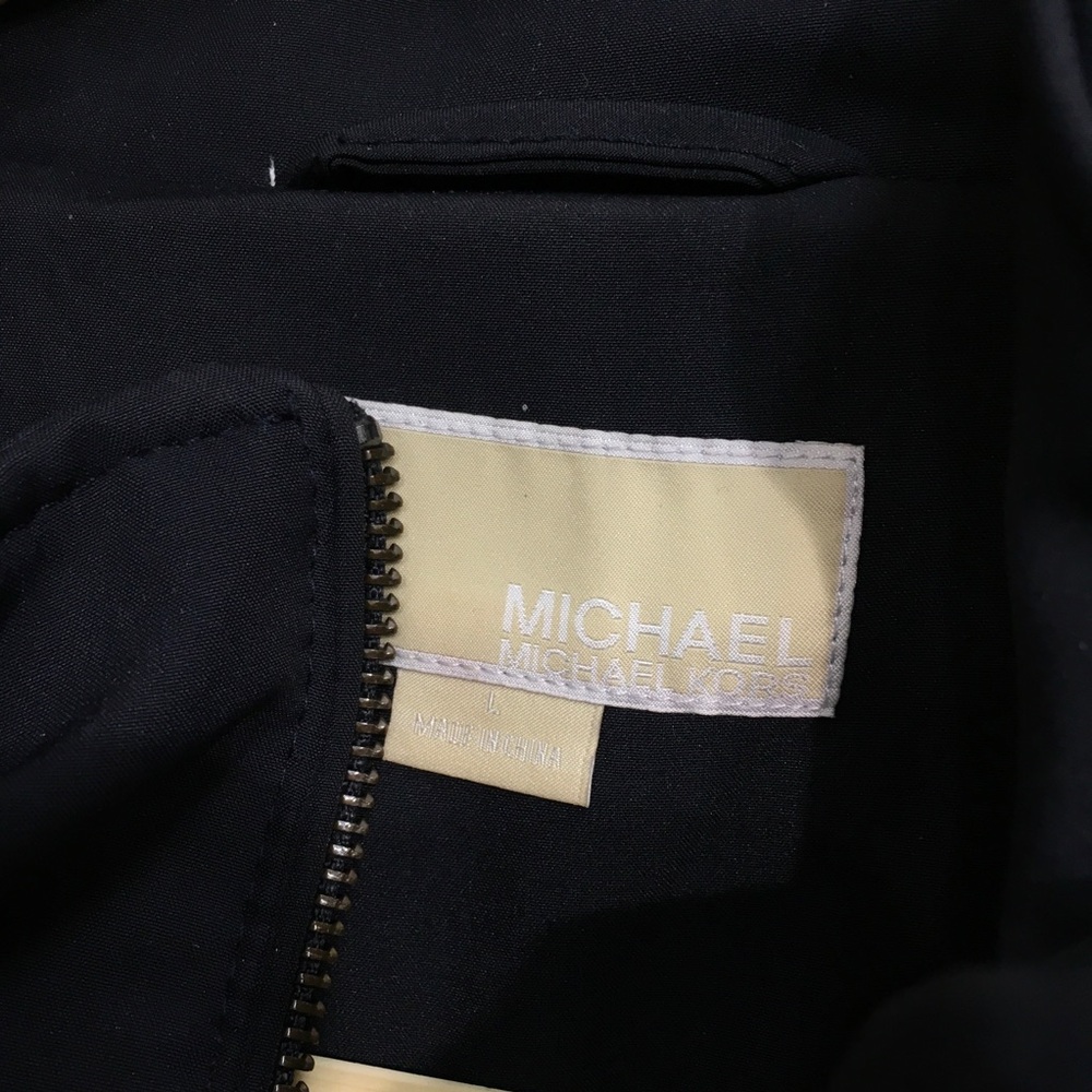 Michael Kors Navy Blue Women's Long Line Zip Technical Hooded Jacket Size Large - Picture 7 of 11
